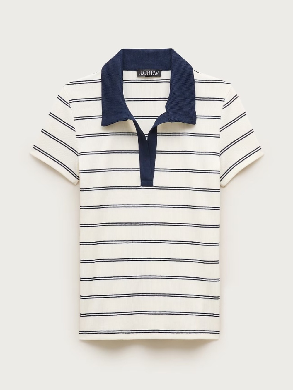 Perfect rib johnny-collar top in stripe